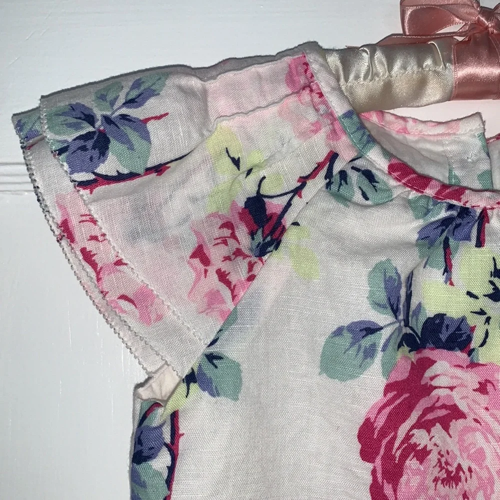 GAP Pink Roses Floral Dress 3 Cotton/Linen VGUC